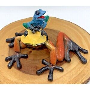 Vintage Kitty’s Critters “Mama Mia” Ceramic Figurine Mother & Baby Frogs 5.5”X9”